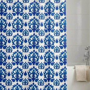 Blue French Toile Pattern Shower Curtain