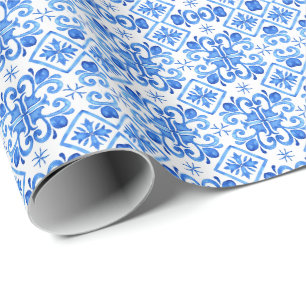 Blue French Toile Pattern Wrapping Paper