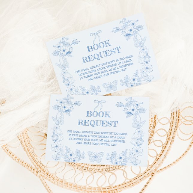 Blue French Victorian Books For Baby Shower Enclosure Card (Creator Uploaded)