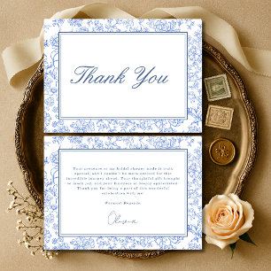 Blue French Vintage Floral Bridal Shower Thank You Card