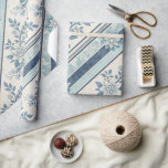 Blue French Vintage Floral Stripe Wrapping Paper<br><div class="desc">Blue French elegant stripe with floral accents gift wrapping paper. Chic and sweet.  Perfect for all your gift wrapping.</div>
