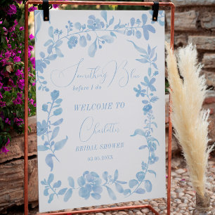 Blue french vintage floral welcome bridal shower poster