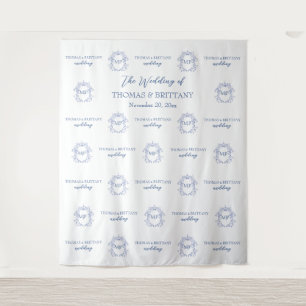 Blue French Vintage Victorian Backdrop banner Tapestry