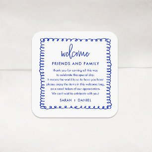 Blue French Wedding Welcome Gift Bag Square Sticker