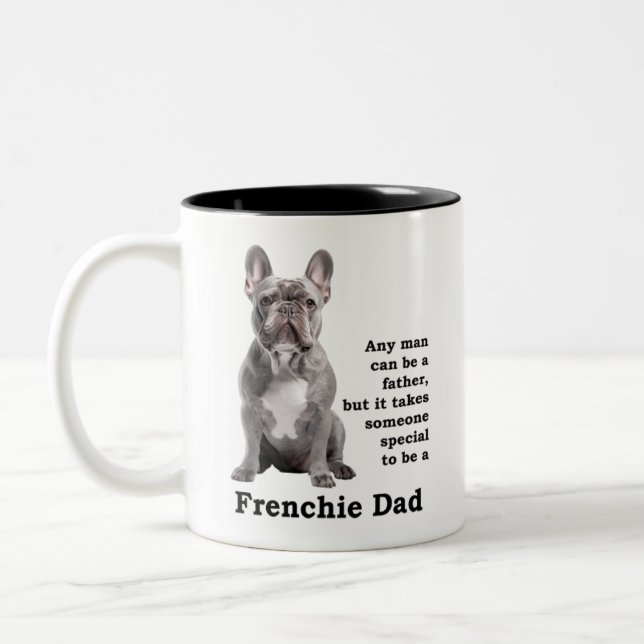 Blue Frenchie Dad Two-Tone Coffee Mug (Left)