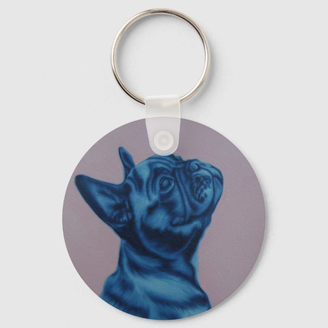 Blue Frenchie key ring (Front)