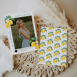 Blue Freshly Lemon Citrus Graduation Announcement