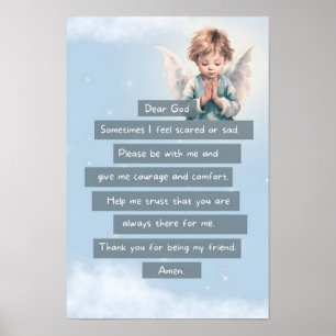 Blue Friendship with God Child Prayer Poster