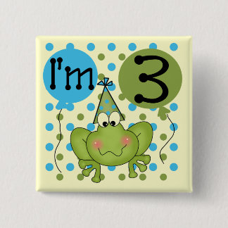 Blue Frog 3rd Birthday Tshirts and Gifts 15 Cm Square Badge