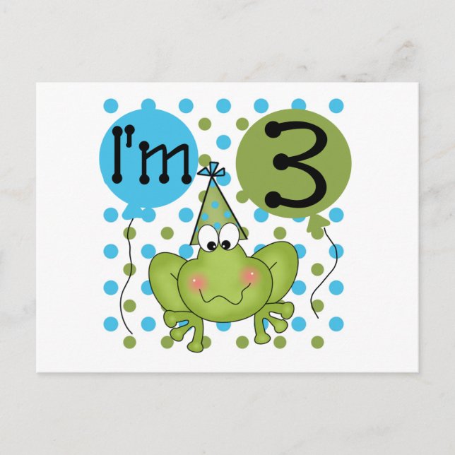 Blue Frog 3rd Birthday Tshirts and Gifts Postcard (Front)