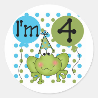 Blue Frog 4th Birthday Tshirts and Gifts Classic Round Sticker