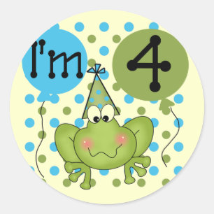 Blue Frog 4th Birthday Tshirts and Gifts Classic Round Sticker