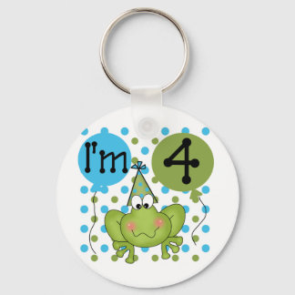 Blue Frog 4th Birthday Tshirts and Gifts Key Ring