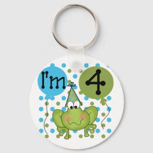 Blue Frog 4th Birthday Tshirts and Gifts Key Ring