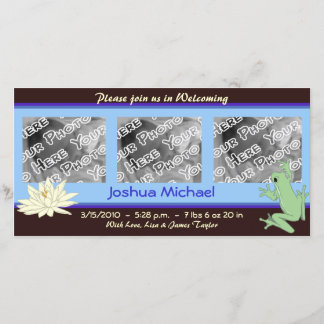 Blue Frog and Lotus Birth Announcement