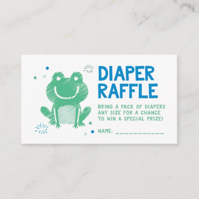 Blue Frog Diaper Raffle Ticket Enclosure Card (Front)