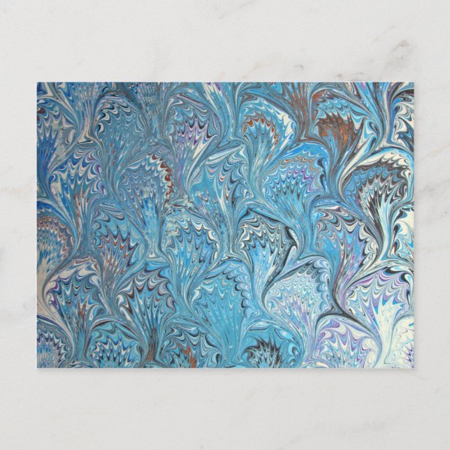 Blue Frog Feet Water Marbling Postcard (Front)