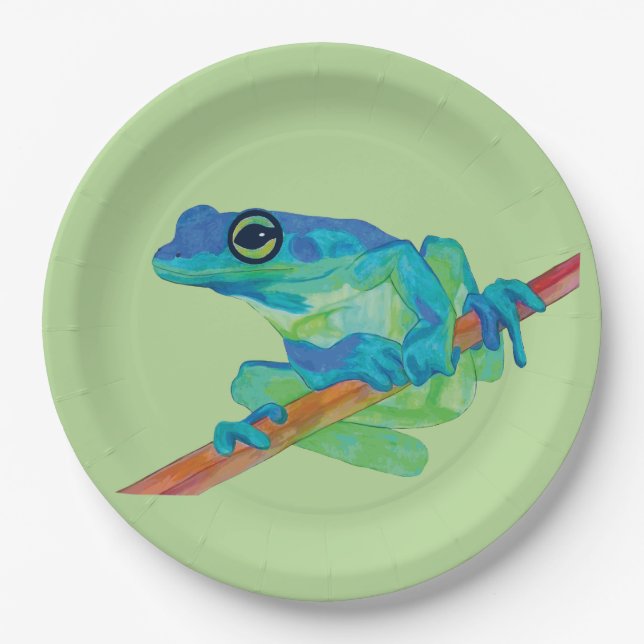 Blue Frog Paper Plate (Front)