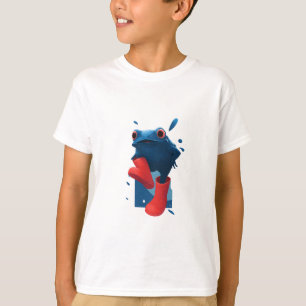 Blue Frog Red Boots Kids T-Shirt