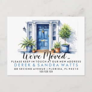 Blue front door Change of address, moved house Announcement Postcard