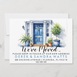 Blue front door Change of address, moved house Invitation