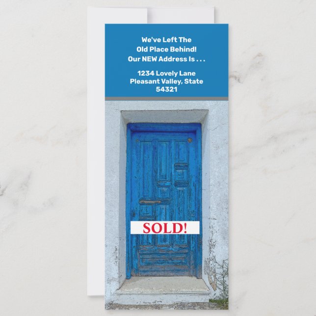 BLUE FRONT DOOR/SOLD SIGN Flat Greeting Card (Front)