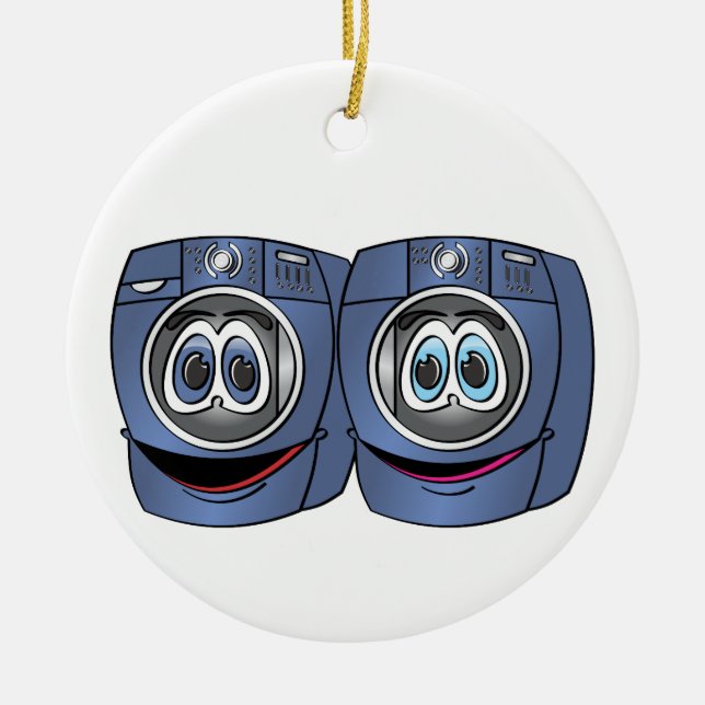 Blue Front Load Washer Dryer Cartoon Ceramic Tree Decoration (Front)