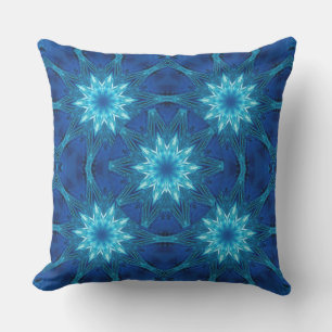 Blue Frost Abstract Stars Throw Pillow
