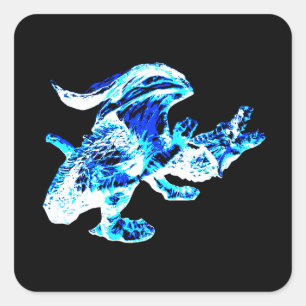 Blue Frost Dragon  Square Sticker