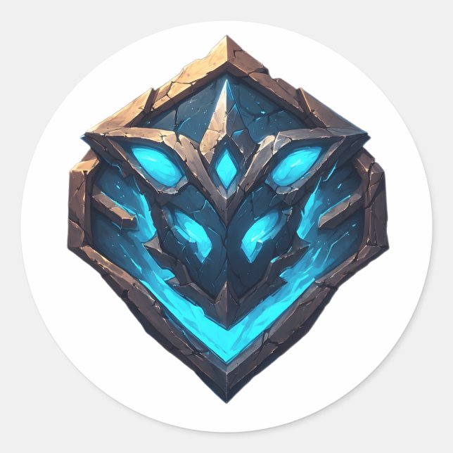 Blue Frost Rune Emblem Classic Round Sticker (Front)
