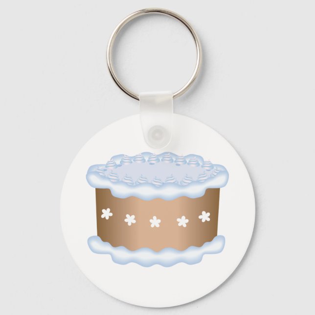 Blue Frosted Cake Bakery Dessert Key Ring (Front)