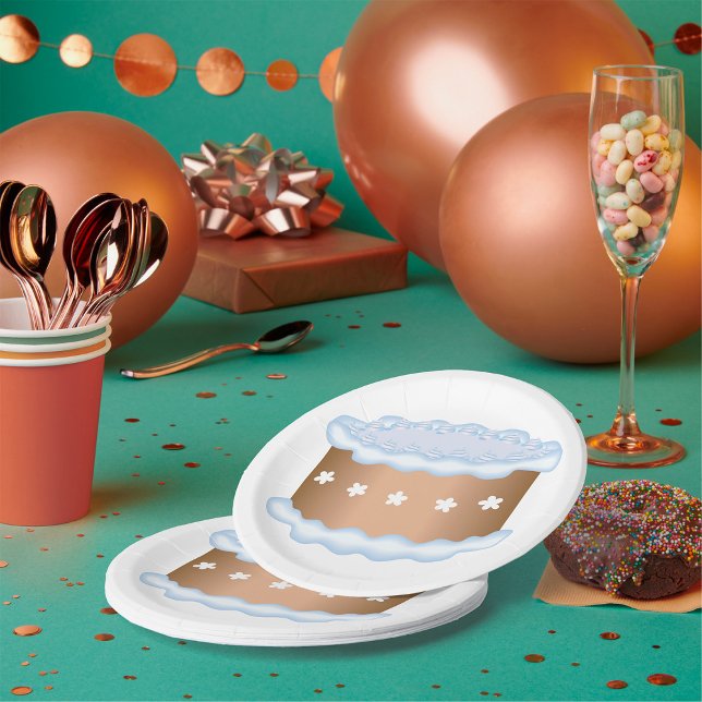 Blue Frosted Cake Bakery Dessert Paper Plate (Creator Uploaded)