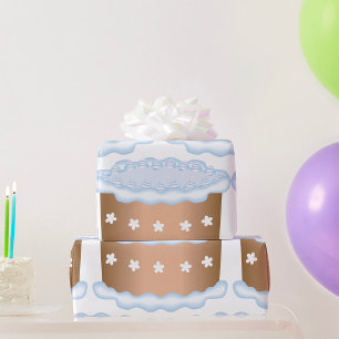 Blue Frosted Cake Bakery Dessert Wrapping Paper
