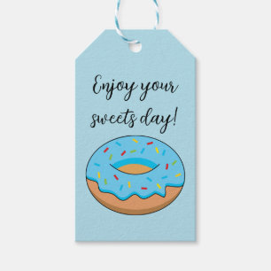 Blue Frosted Doughnut Sprinkles Cartoon Add Text Gift Tags