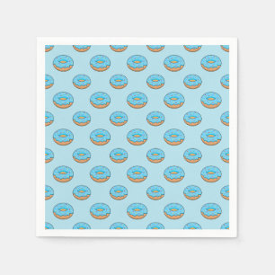 Blue Frosted Doughnut with Sprinkles Cartoon Napkin