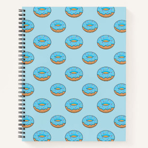 Blue Frosted Doughnut with Sprinkles Cartoon Notebook