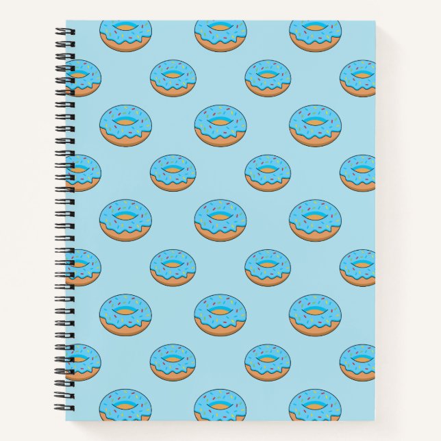Blue Frosted Doughnut with Sprinkles Cartoon Notebook (Front)