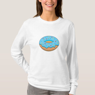 Blue Frosted Doughnut with Sprinkles Cartoon T-Shirt