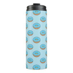 Blue Frosted Doughnut with Sprinkles Cartoon Thermal Tumbler