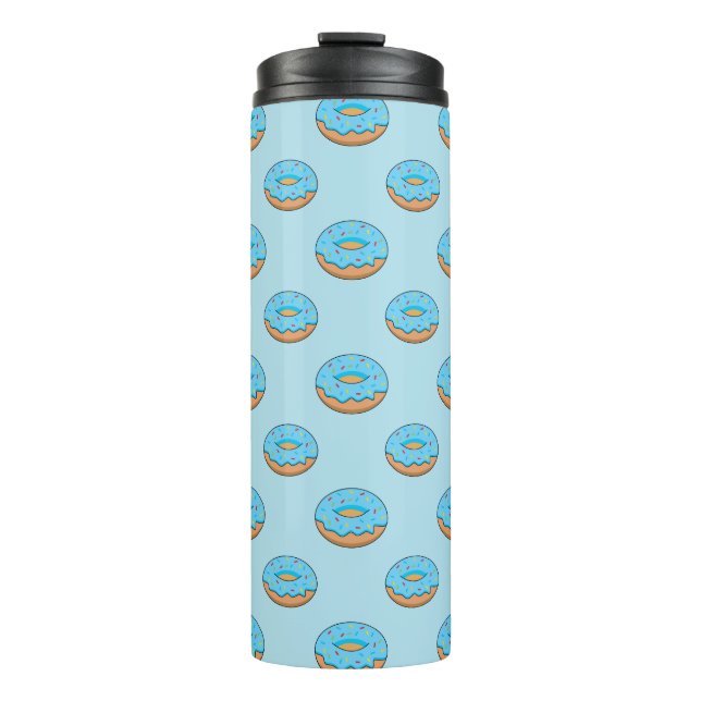 Blue Frosted Doughnut with Sprinkles Cartoon Thermal Tumbler (Front)