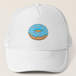Blue Frosted Doughnut with Sprinkles Cartoon Trucker Hat
