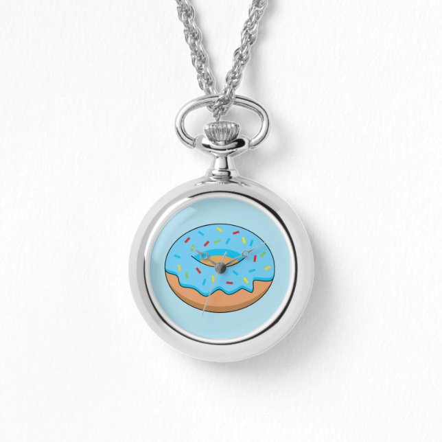 Blue Frosted Doughnut with Sprinkles Cartoon Watch (Front)