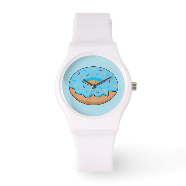 Blue Frosted Doughnut with Sprinkles Cartoon Watch (Front)