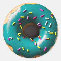 Blue Frosted Doughnut with Sprinkles
