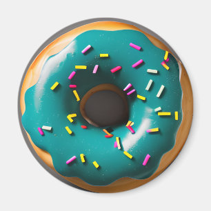 Blue Frosted Doughnut with Sprinkles Magnet