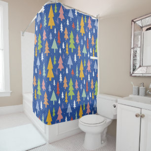 Blue Frosty Forest Shower Curtain