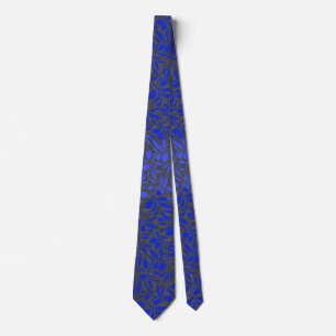 Blue fruit branches on Grey net.2tones.bx4 Tie
