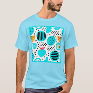 Blue Fruit Patterns Painting Art. Buy Now T-Shirt