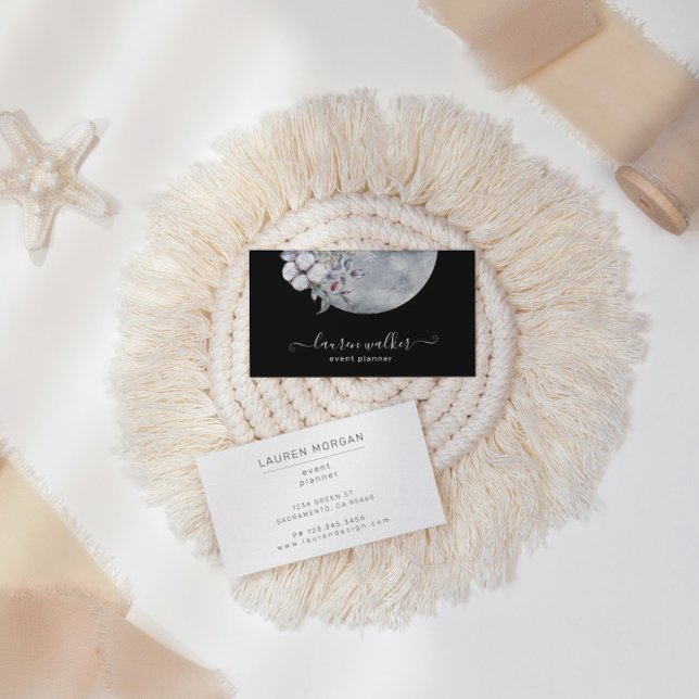 Blue Full Moon Elegant Business Card (Creator Uploaded)