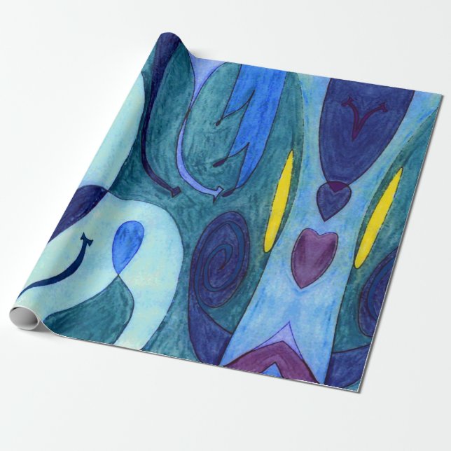 Blue Fumes Wrapping Paper (Unrolled)